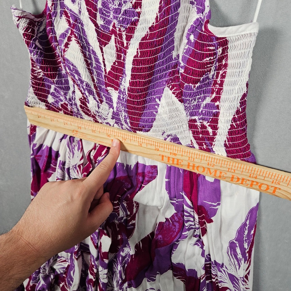 Free People Intimately Maxi Dress Womens Large Purple Floral Smocked Halter Boho - Picture 5 of 8